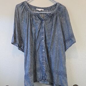 Jane and Delancey Blue Button-Down Blouse